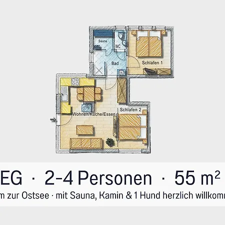 Wind Ruegen - Sauna, Kamin & Hund Willkommen, Ruhig & Naturnah, 200 M Zur Ostsee - Elements Appartement